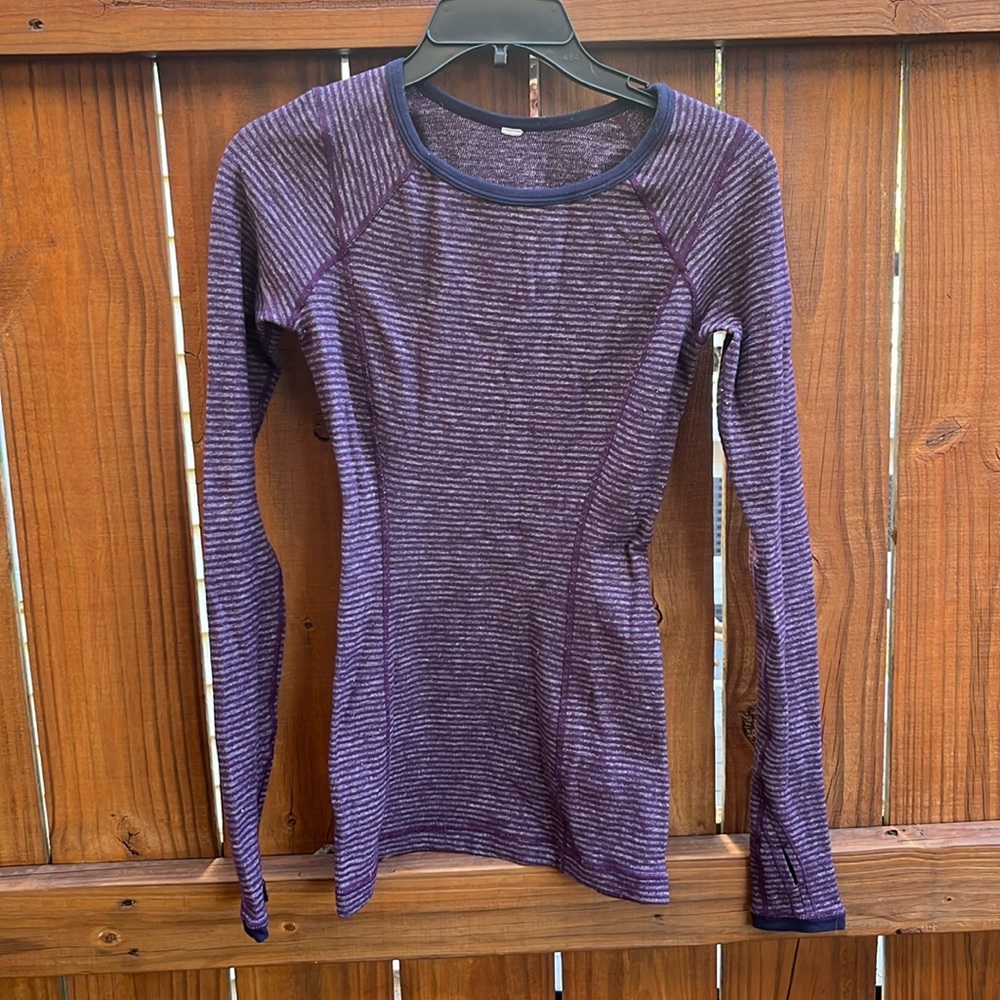 Lululemon long sleeved striped workout top